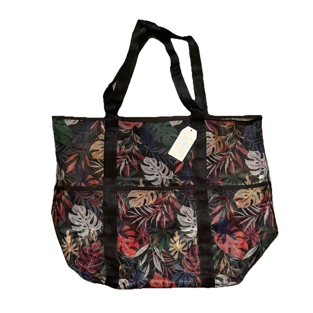 Time And Tru Mesh Beach Tote Tropical Large Grocery Bag NWT - Picture 4 of 8